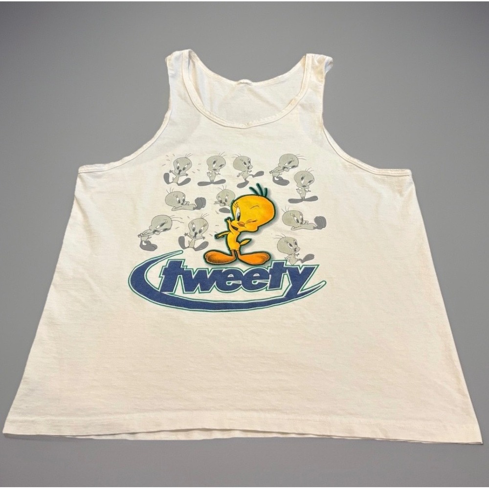 Vintage 90s Tweety Bird Tank Top Y2K Looney Tunes Oversized Graphic‎ XL